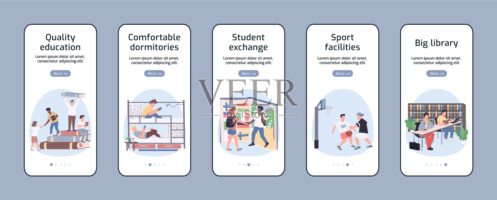 学生生活方式登机手机应用程序屏幕插画图片素材