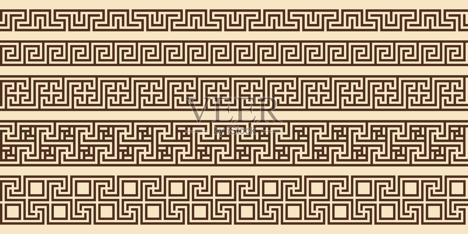 希腊关键图案,无缝边界设置。装饰古代漫步插画图片素材