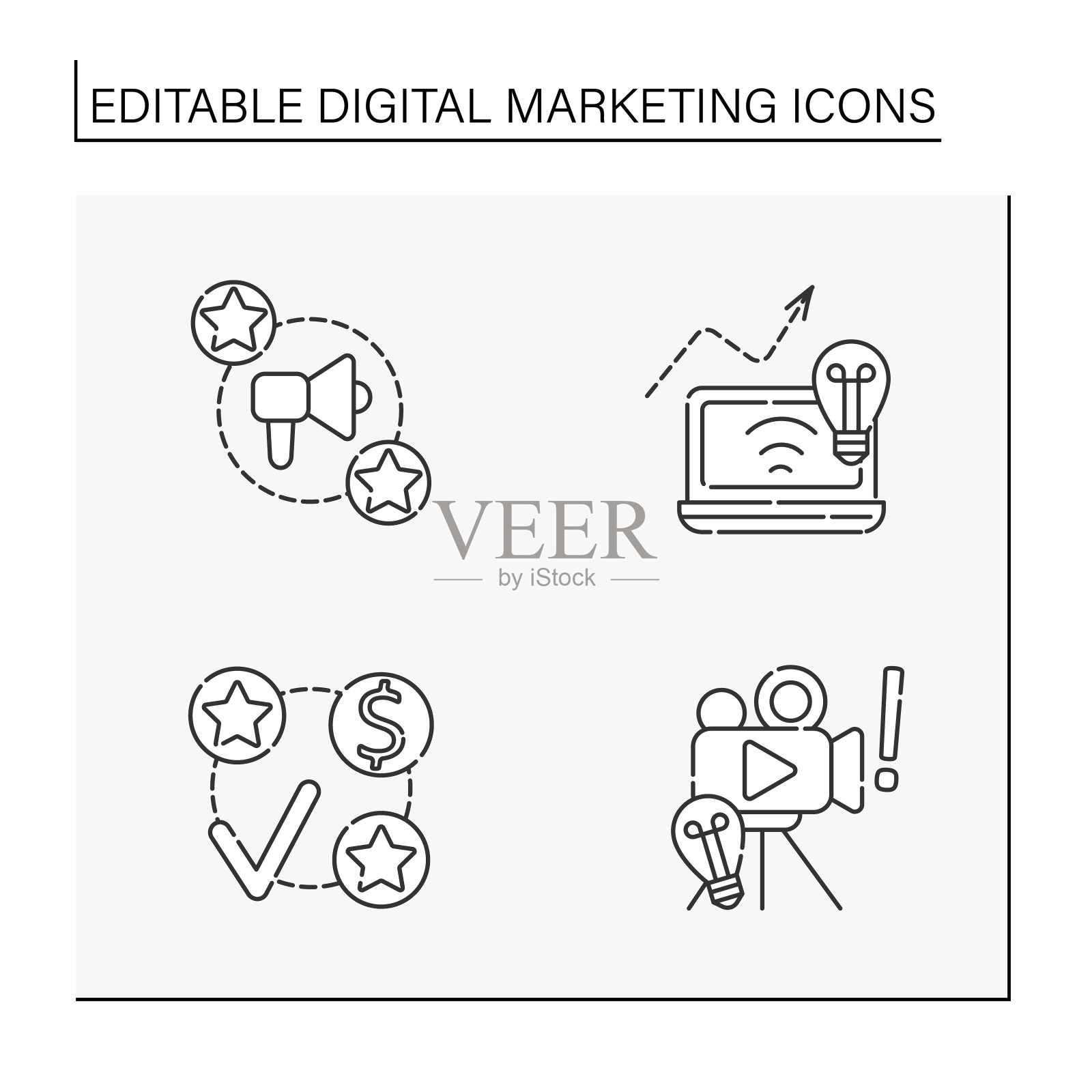 数字营销线图标集图标素材