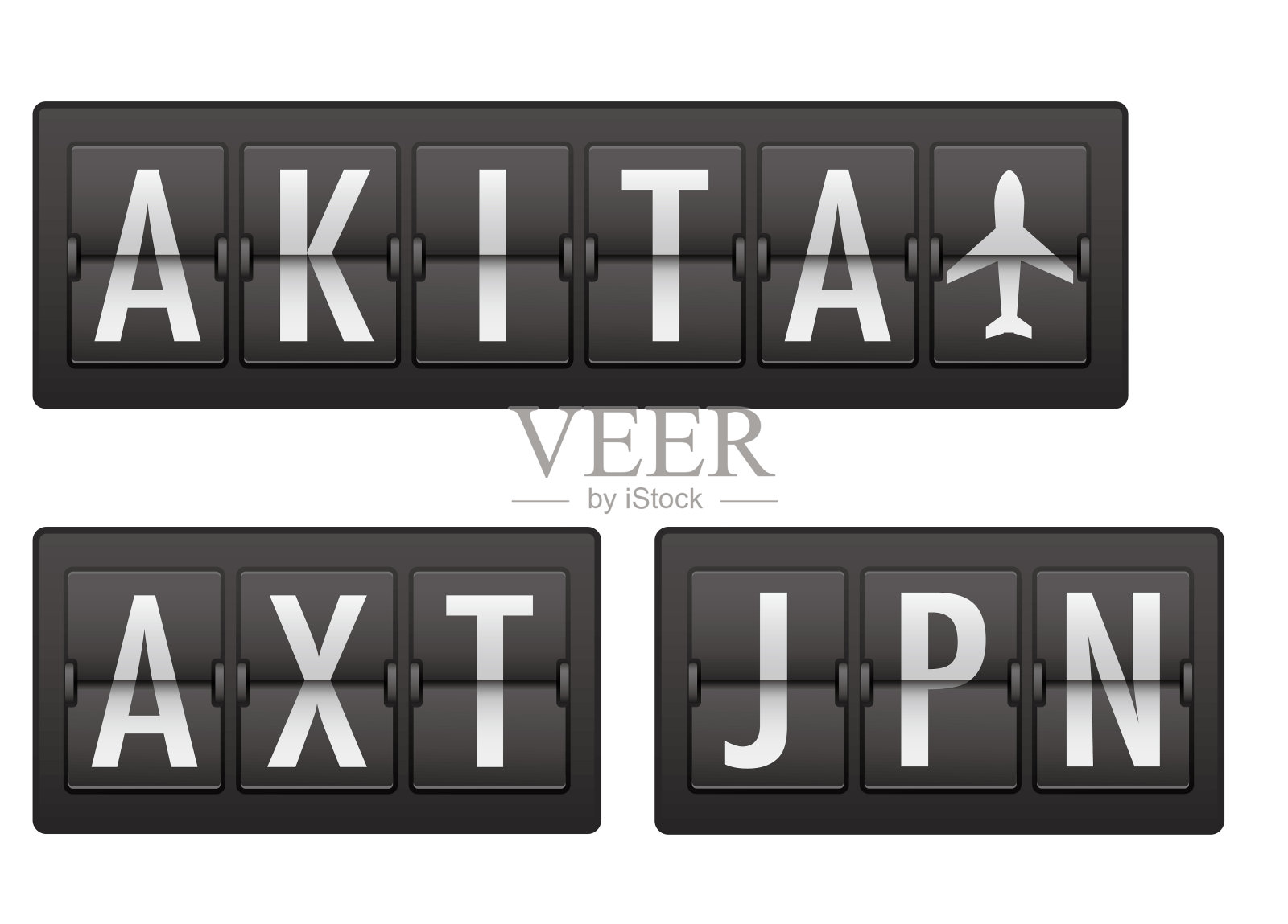 日本秋田机场旅游信息展示插画图片素材