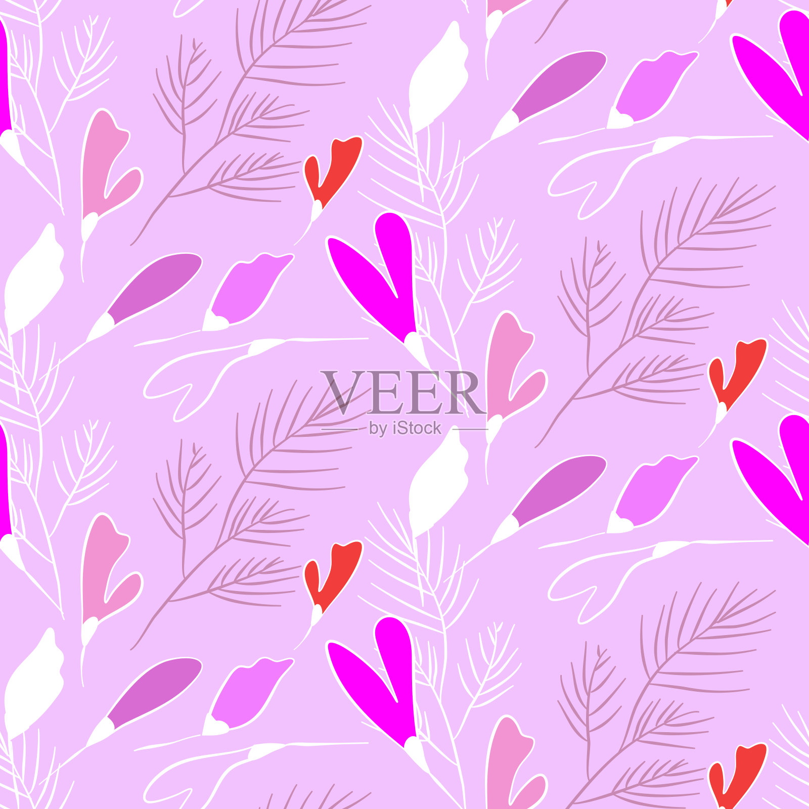 矢量模式,带叶插画图片素材