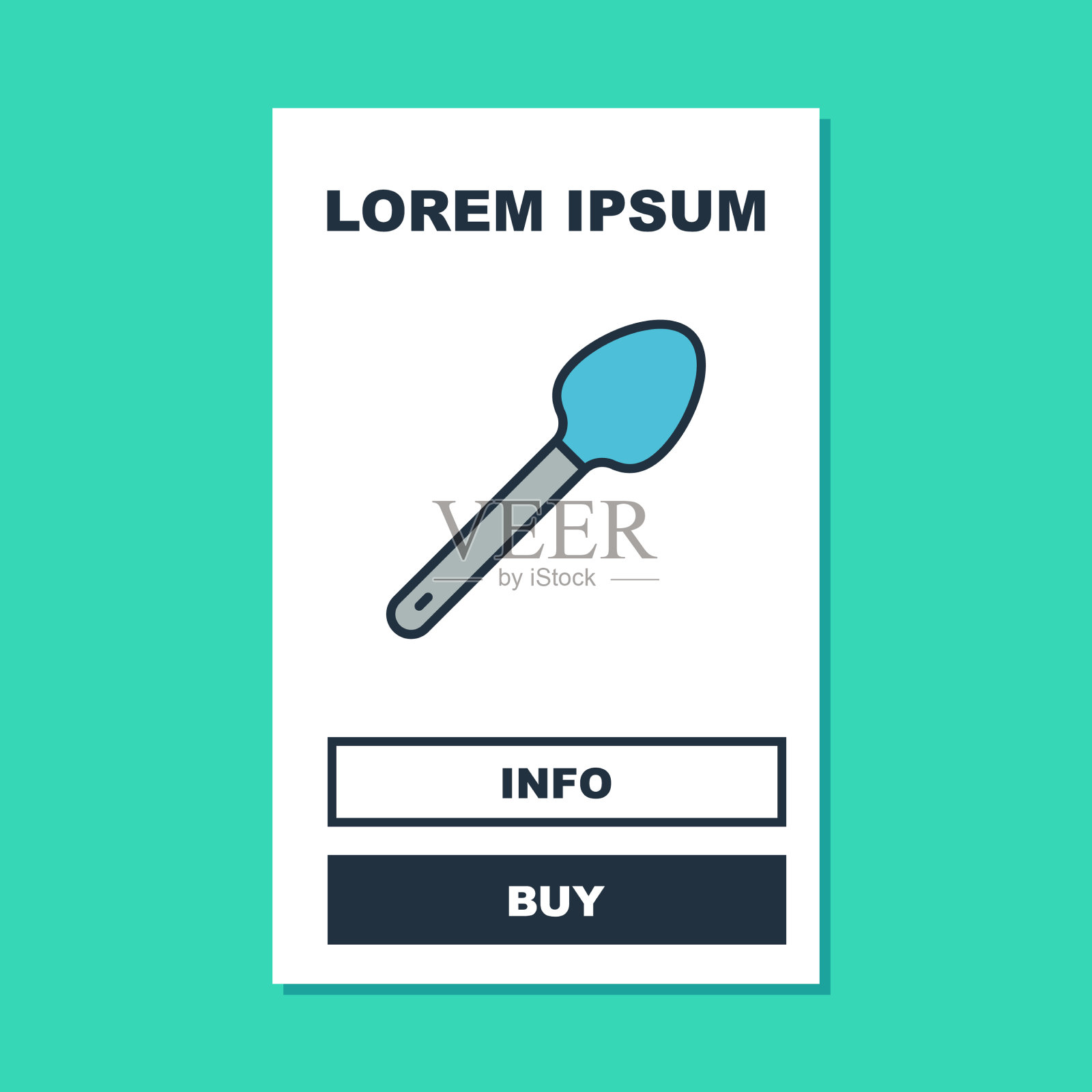 填充轮廓茶匙图标孤立在绿松石插画图片素材