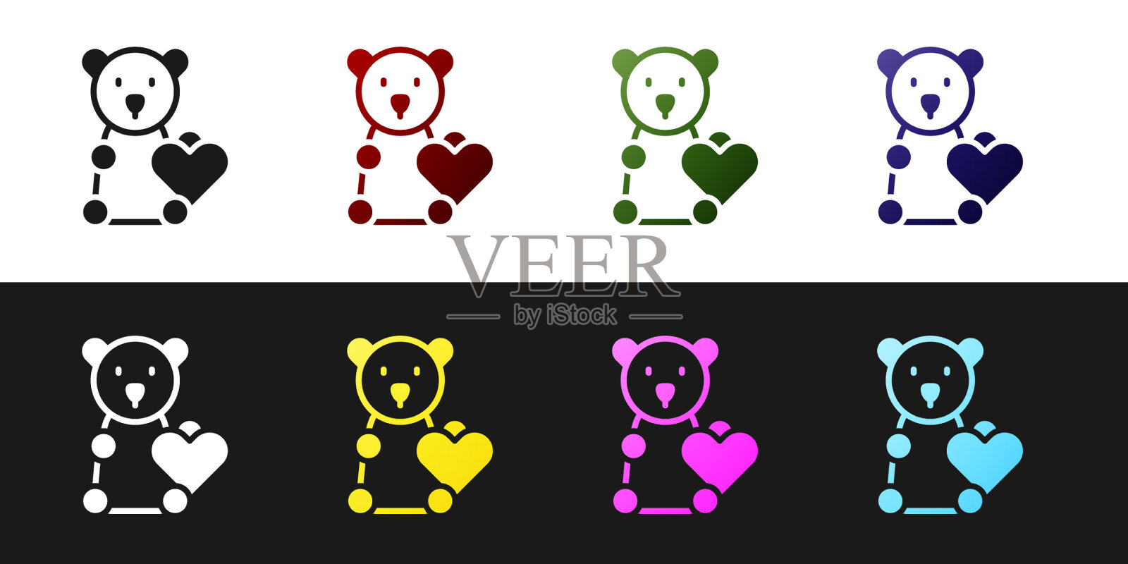 设置捐赠儿童玩具图标孤立的黑色和图标素材