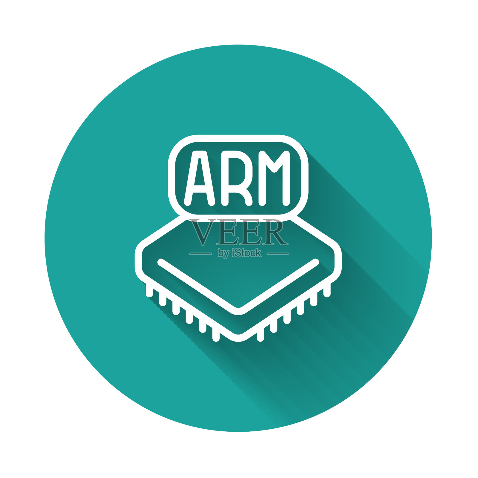 白线处理器图标与长隔离插画图片素材