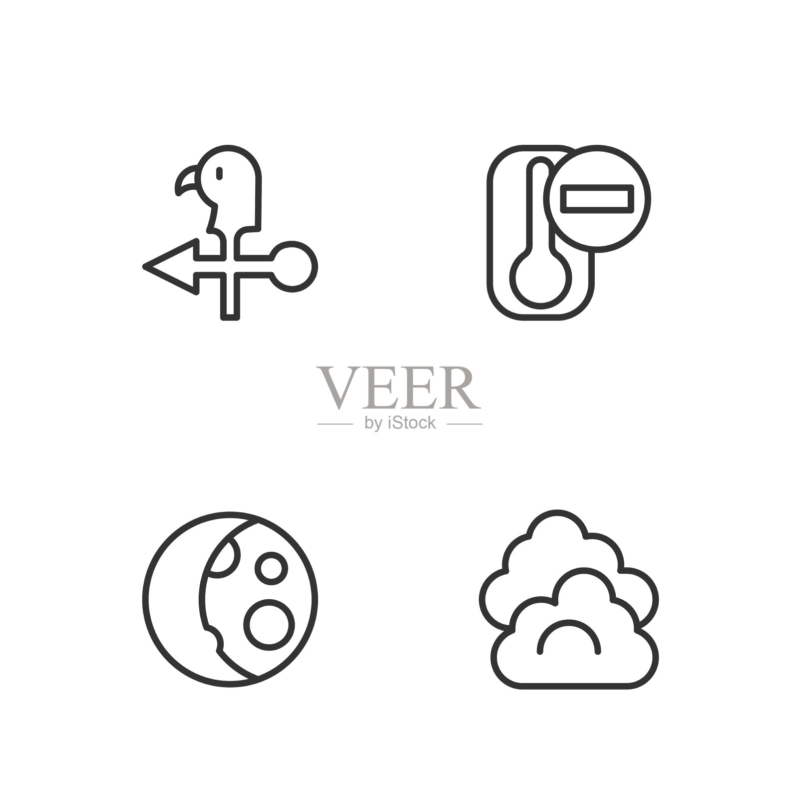 定线云月相公鸡风向标图标素材