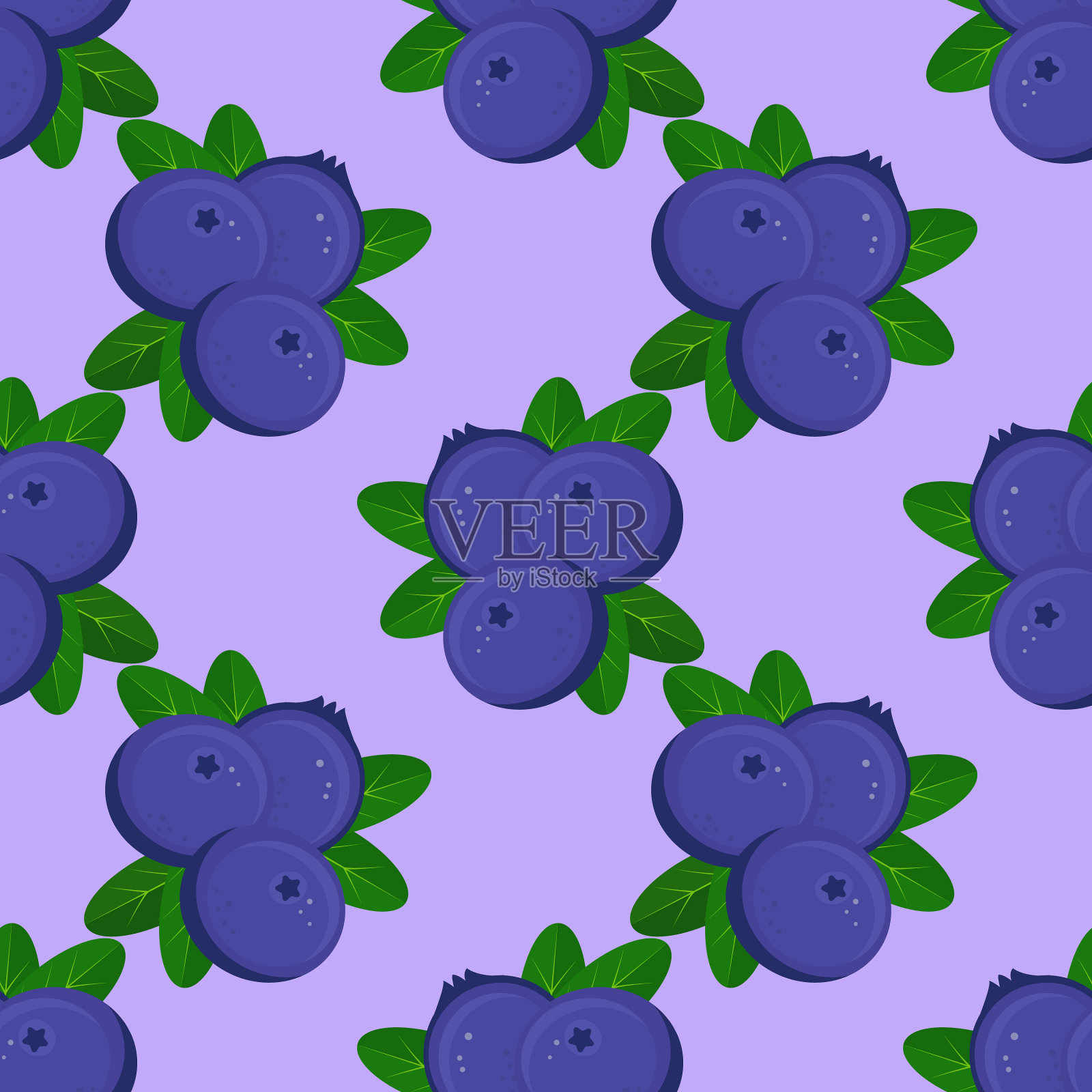 蓝莓无缝图案插画图片素材