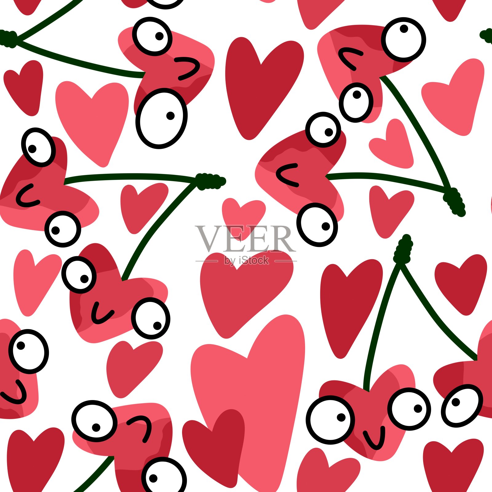 水果无缝樱桃图案的织物和纺织品插画图片素材