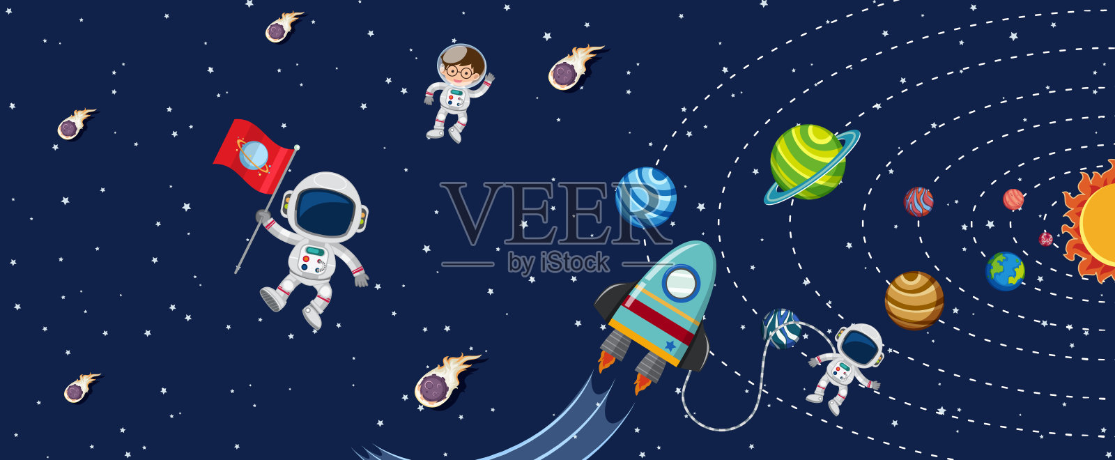 宇航员探索太空插画图片素材