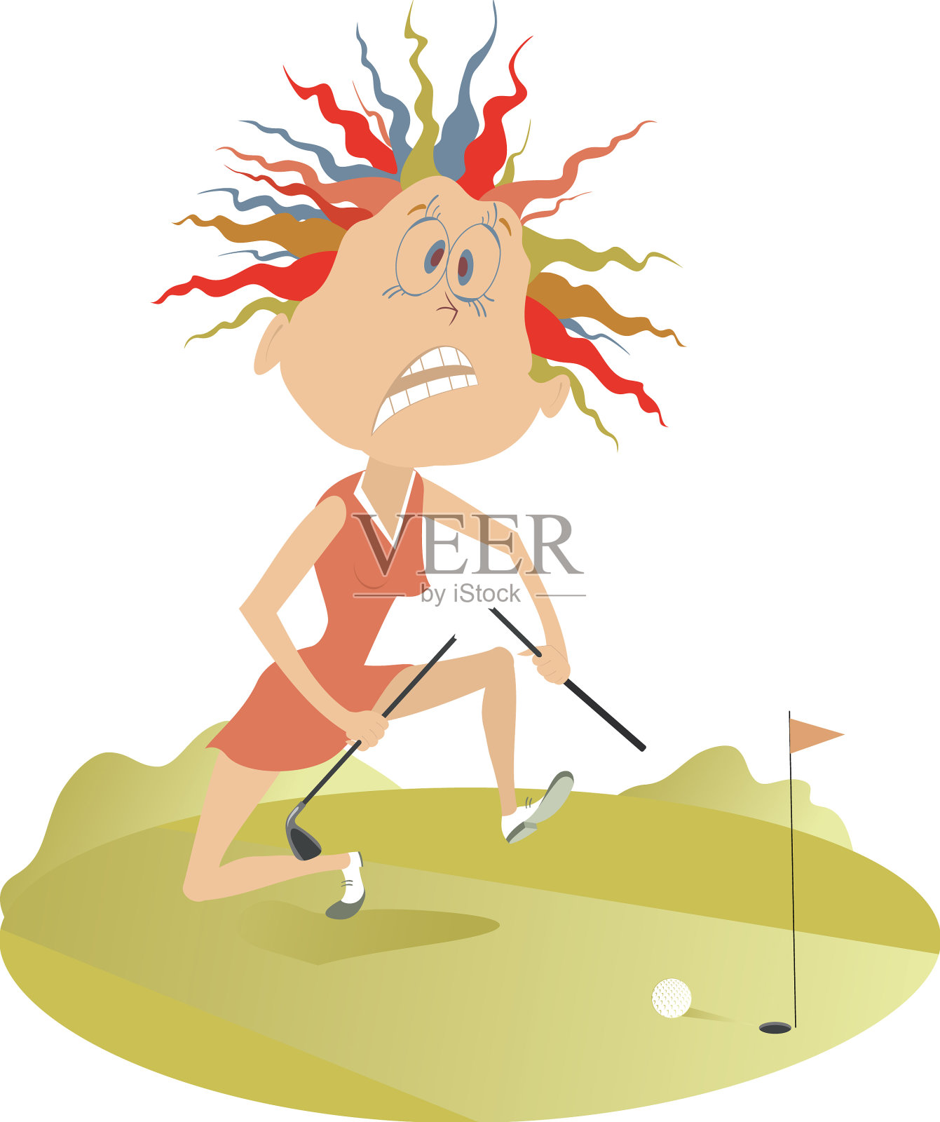 高尔夫球场上让高尔夫女选手心烦意乱设计元素图片
