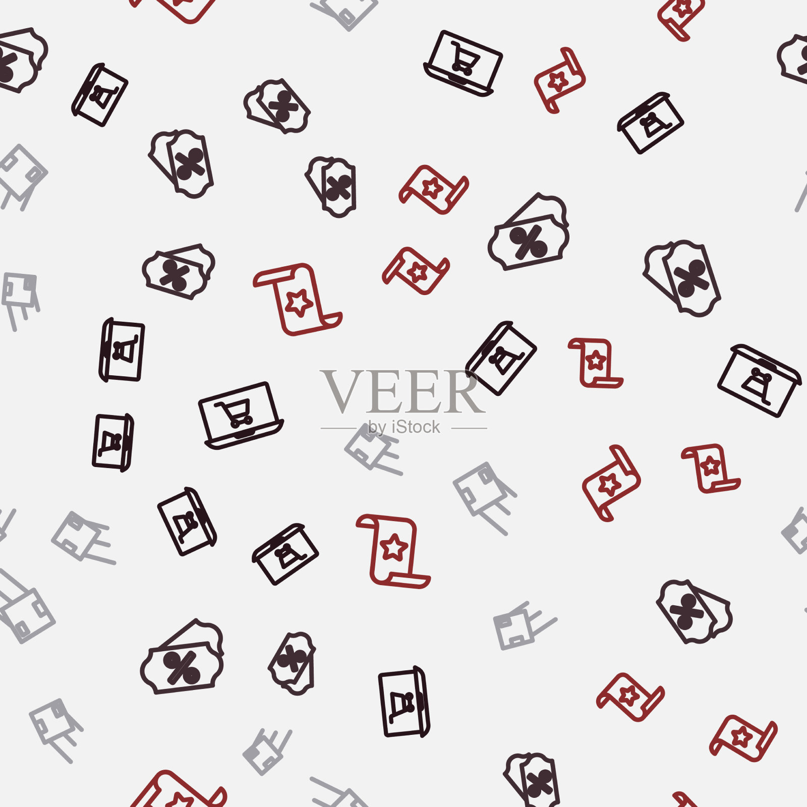 设置在线购物车屏幕上的笔记本电脑折扣图标素材