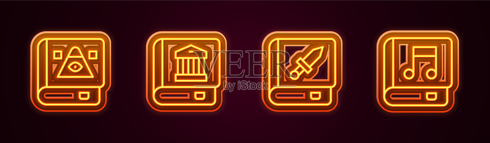 Set line古魔法书法书约图标素材