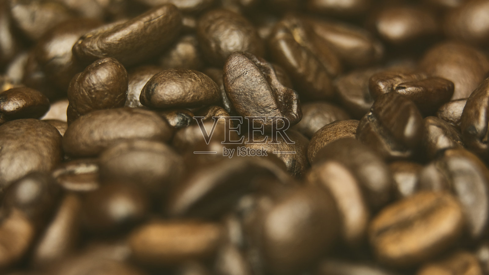 新烘焙咖啡豆的微距镜头照片摄影图片