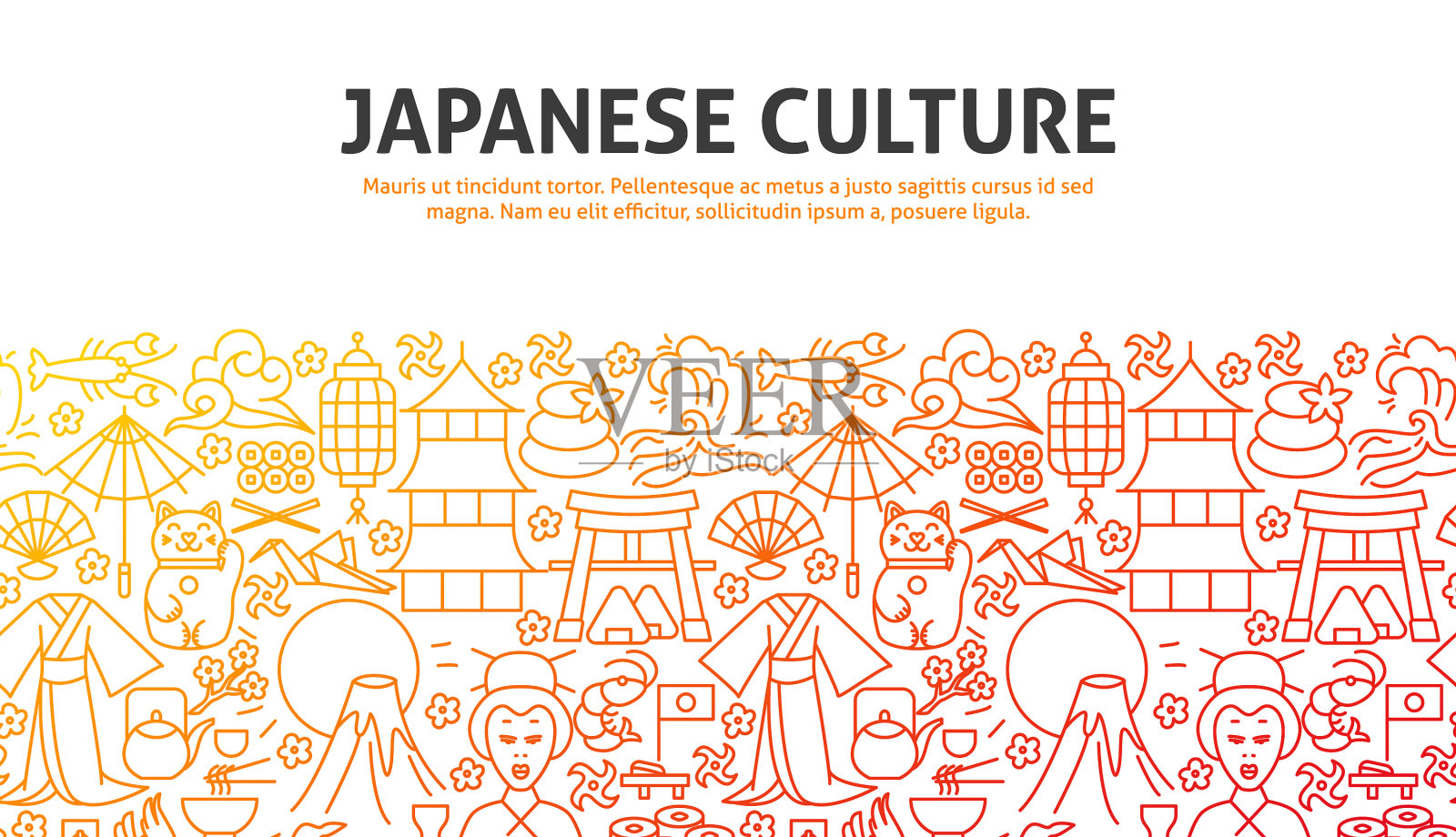 日本文化大纲概念插画图片素材