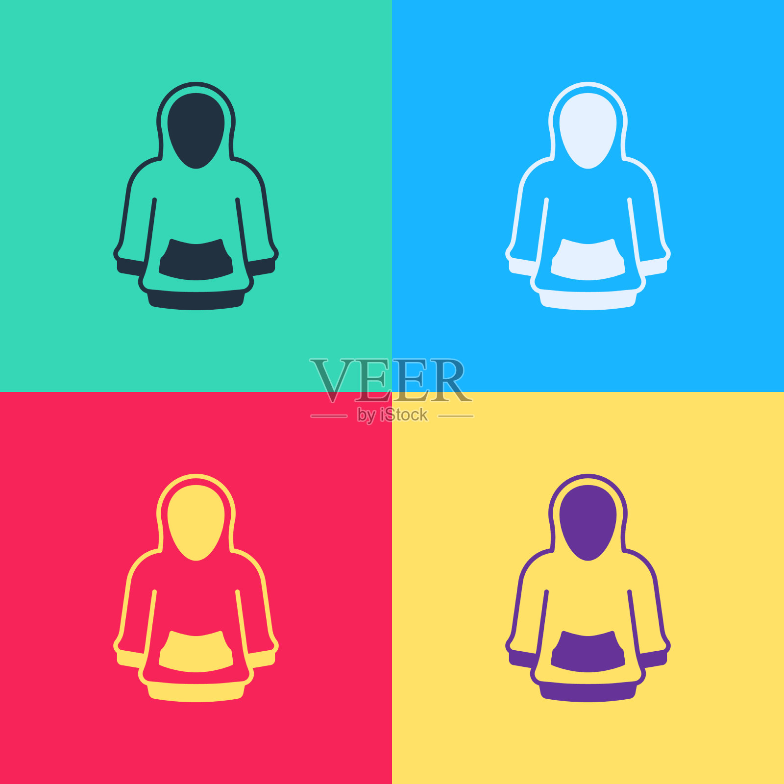 流行艺术帽衫图标孤立的颜色背景图标素材