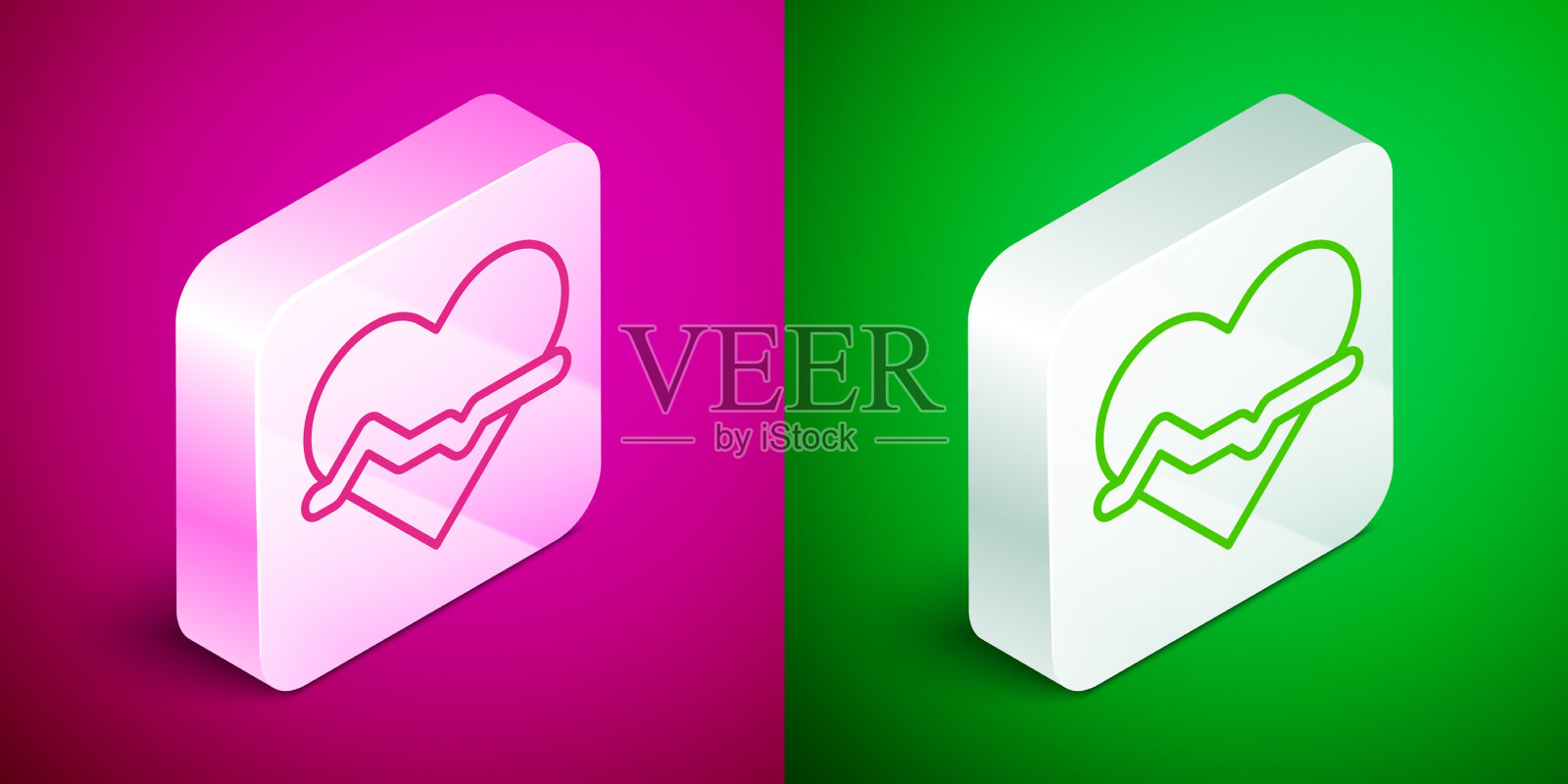 等距线心率图标分离在粉红色图标素材