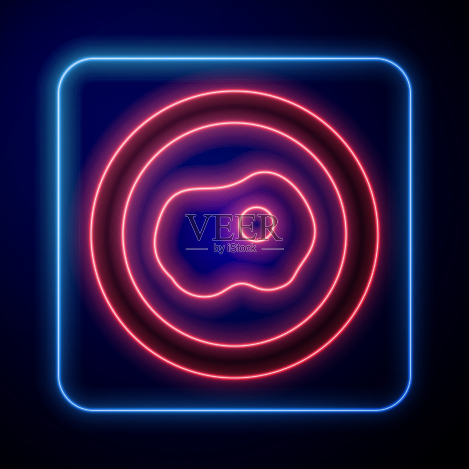 发光的霓虹灯炒鸡蛋图标孤立在黑色插画图片素材