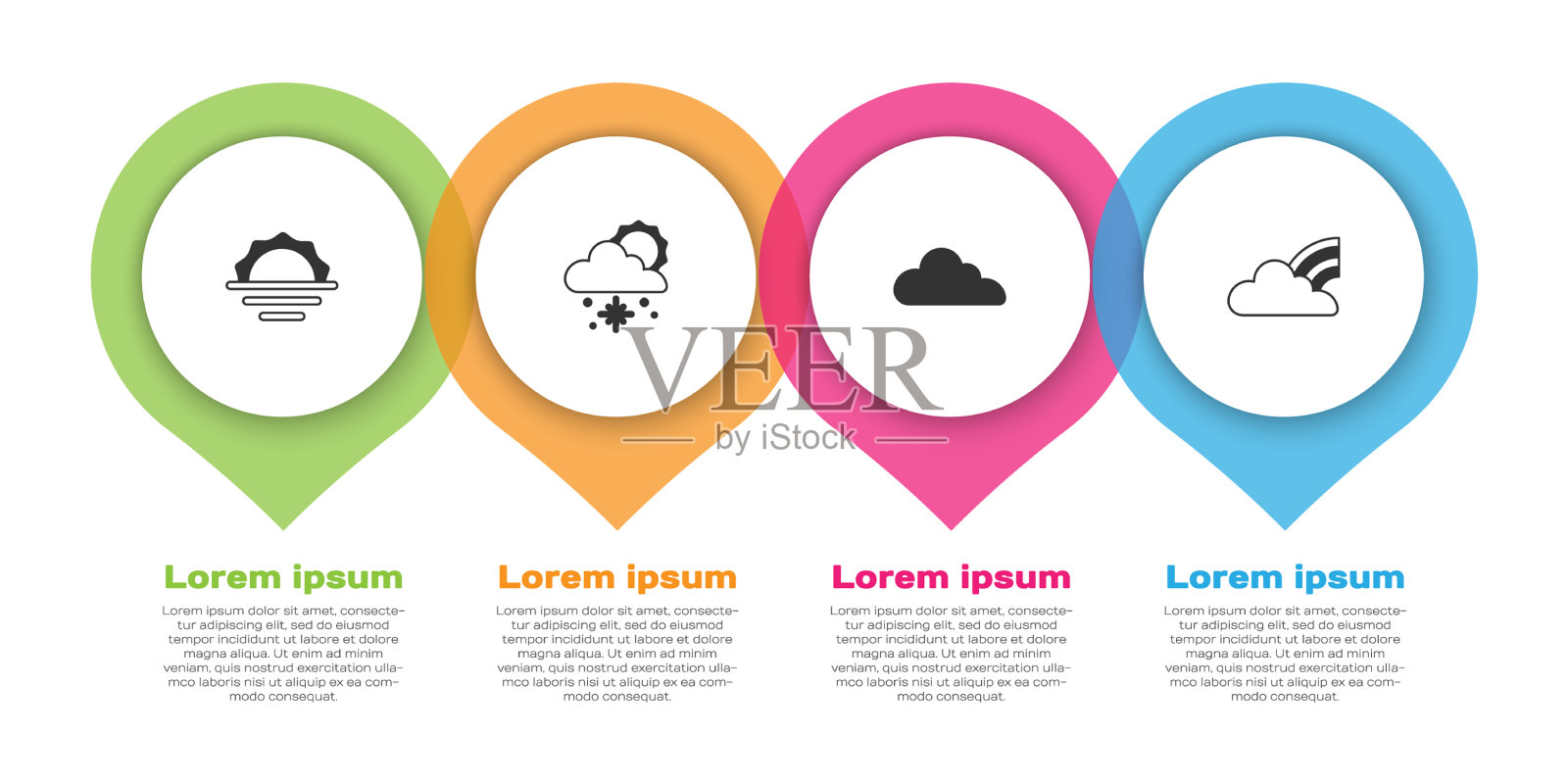 日出云与雪,太阳和彩虹图标素材