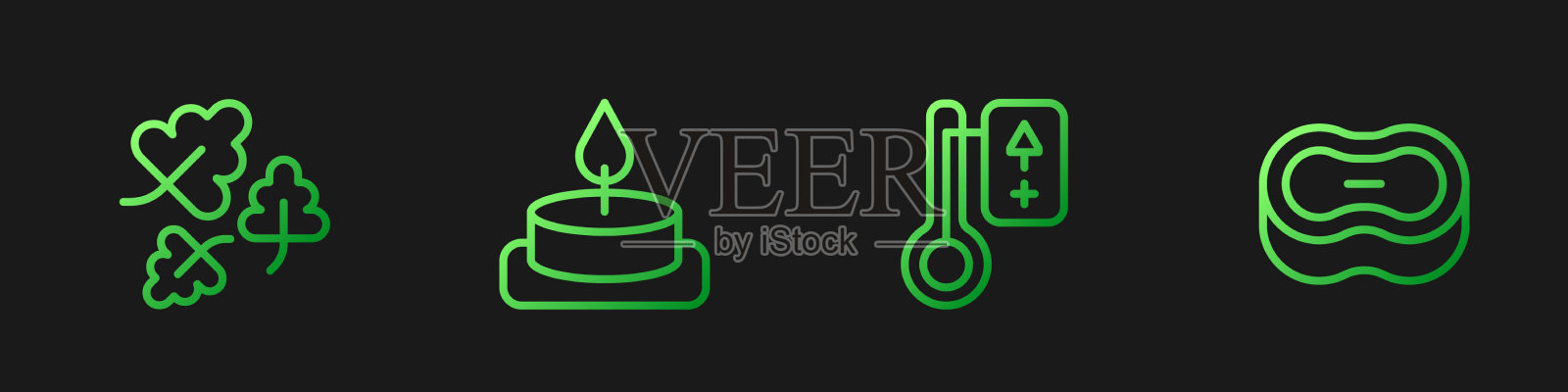 设线桑拿温度计橡树叶香薰蜡烛插画图片素材