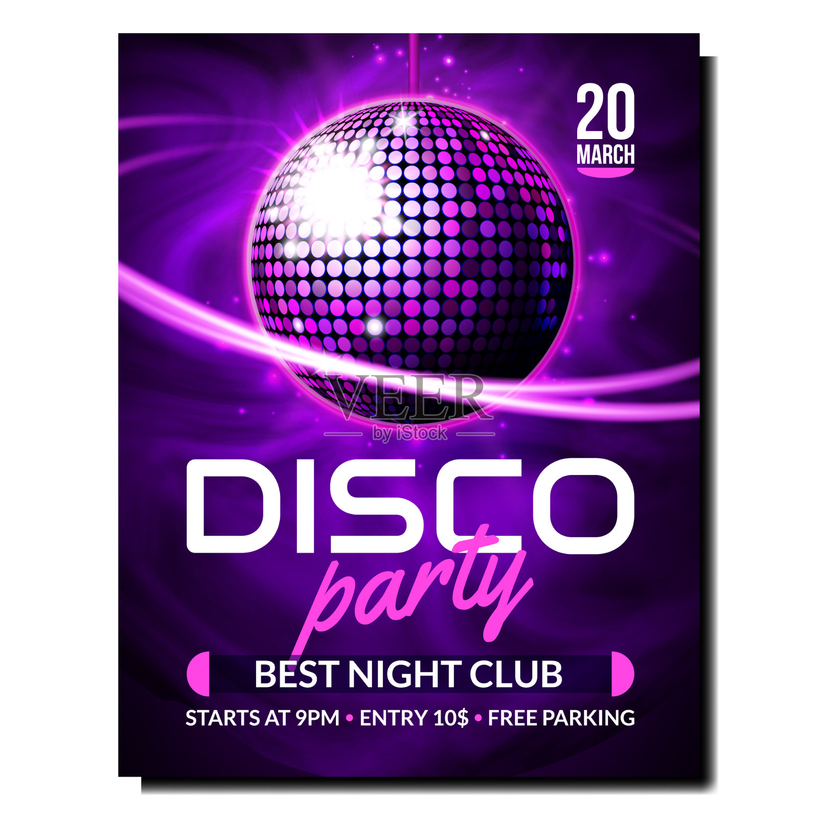 迪斯科音乐派对海报背景设计模板素材