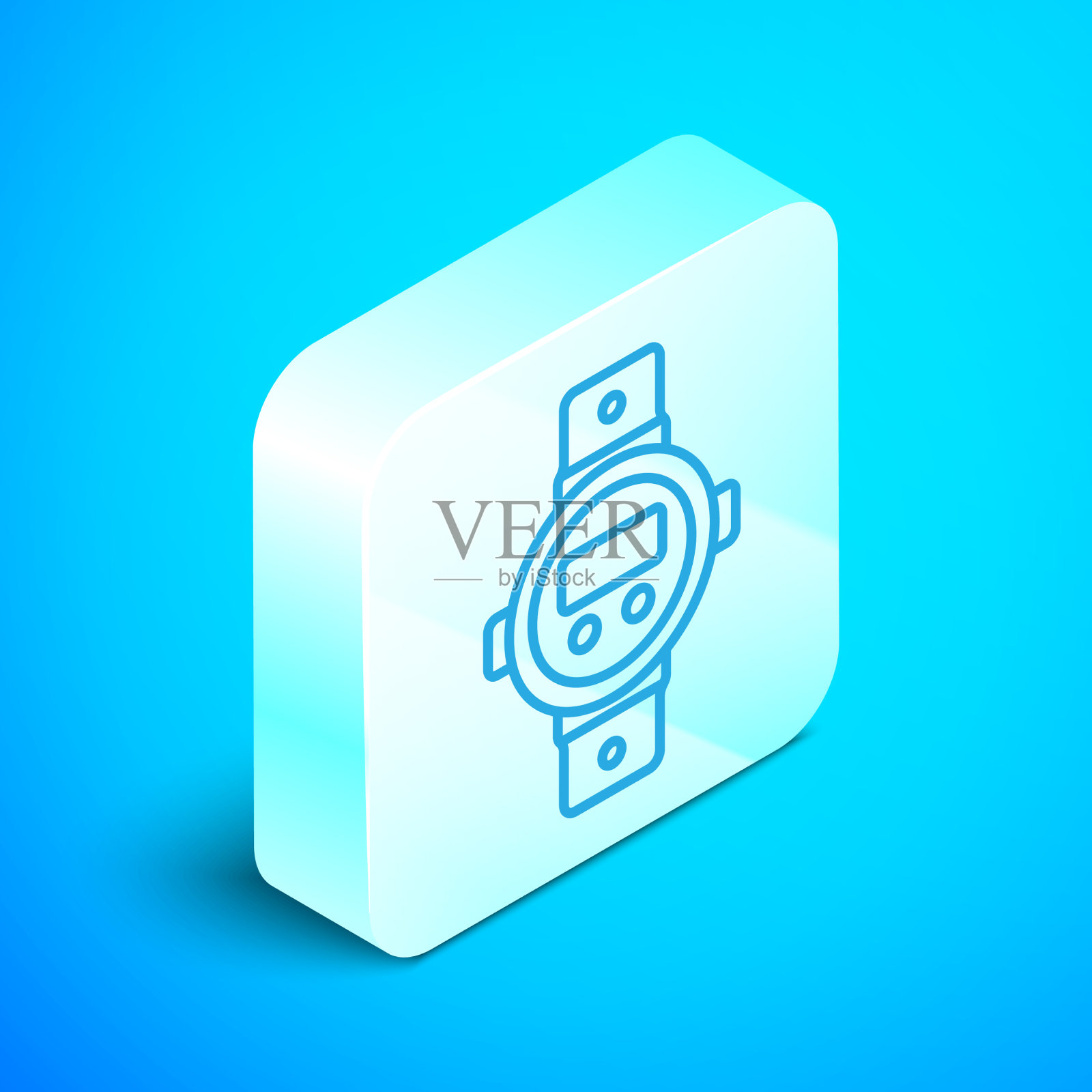 潜水手表的等距线图标孤立在蓝色上插画图片素材