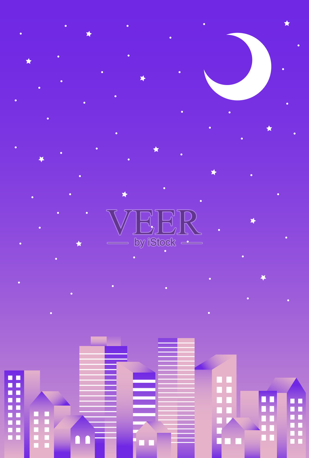 夜晚的建筑简单而时尚的插图插画图片素材