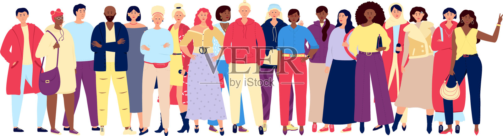 多元文化的人们挤满了欧洲人的生活方式设计元素图片