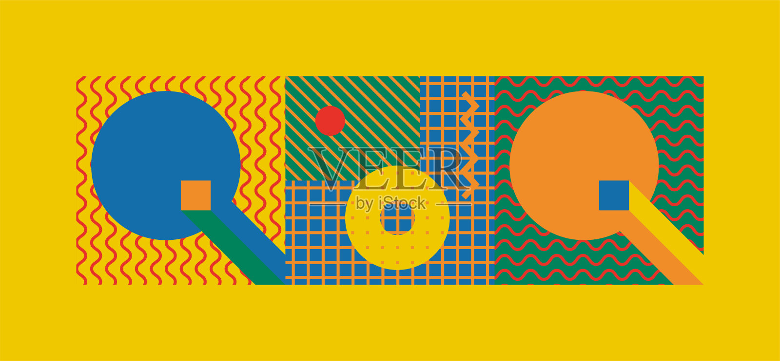 时髦的彩色几何图案在80 -90年代的风格。插画图片素材