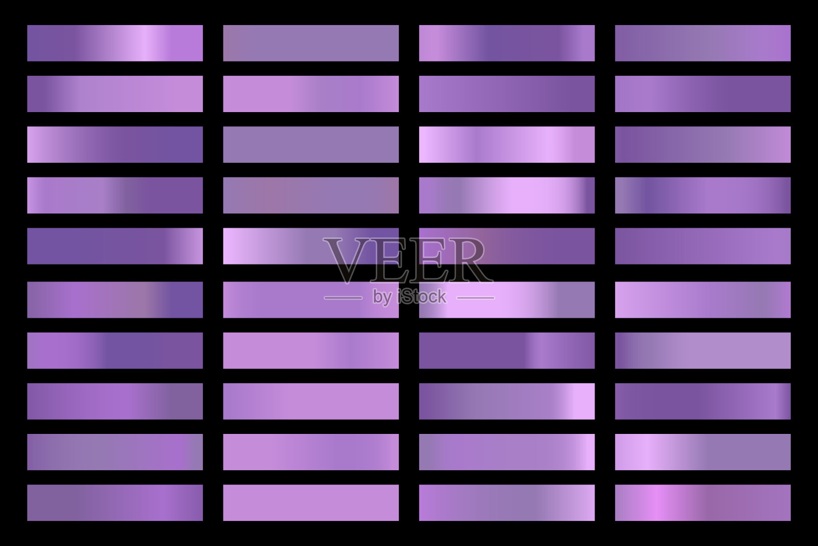 金属梯度收集与闪亮的紫色全息图。全息箔纹理,金色玫瑰,粉色渐变。矢量设置框架,缎带,边界,其他设计插画图片素材