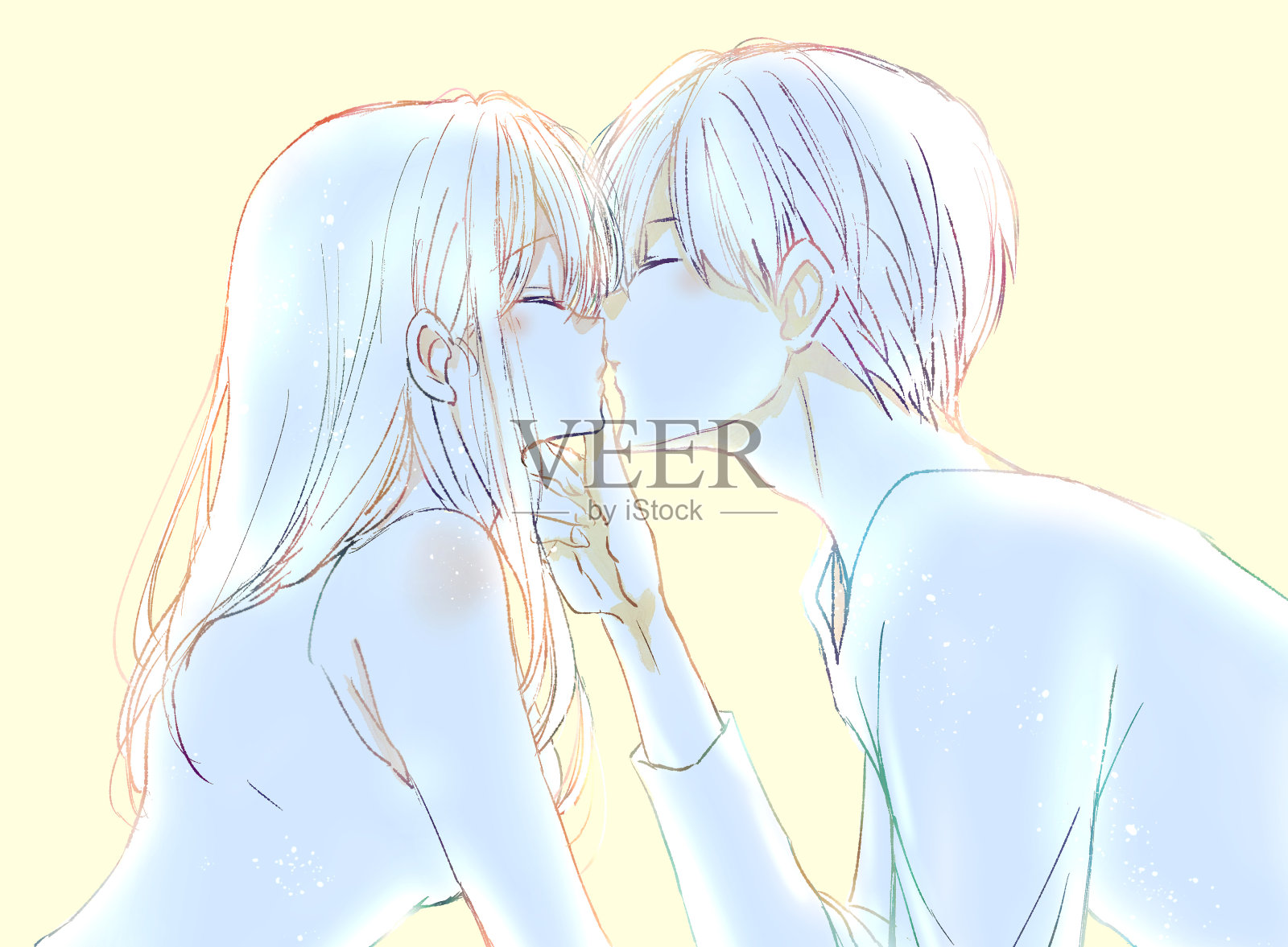 男人和女人接吻的插图插画图片素材