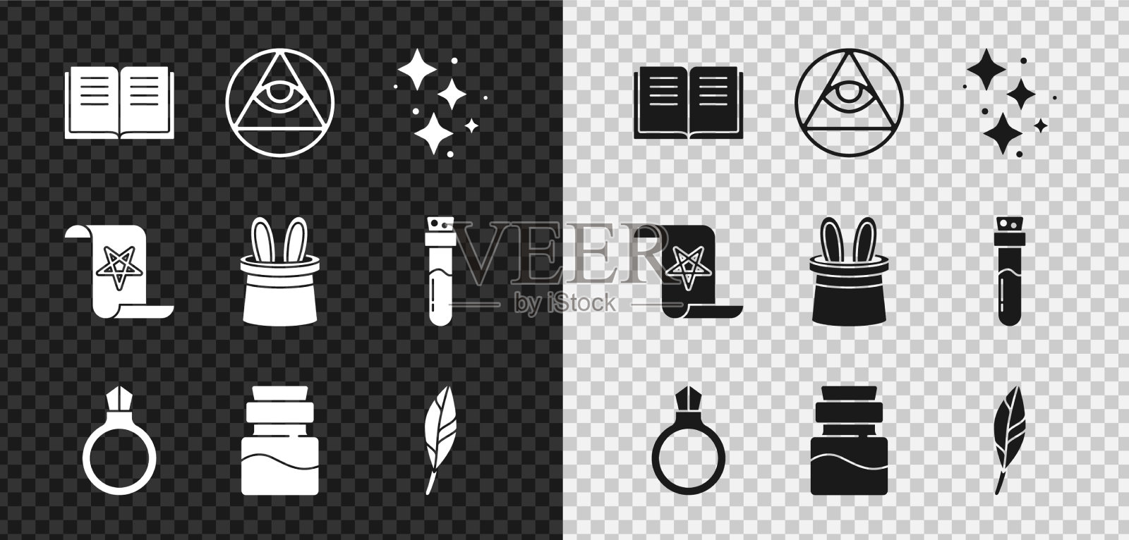 集古老的魔法书,泥瓦匠闪闪发光的星星图标素材