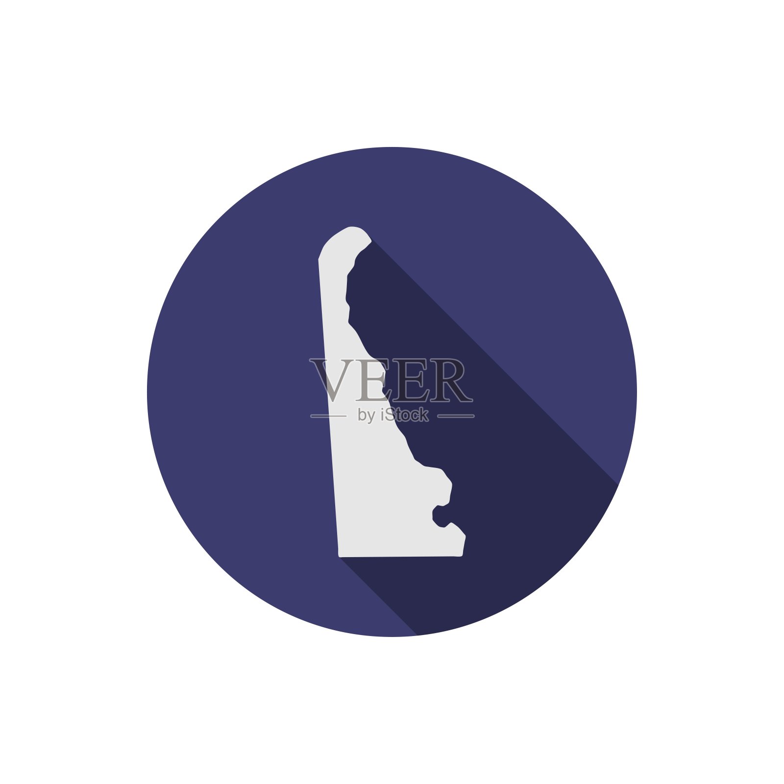 特拉华州圆形地图与长阴影插画图片素材