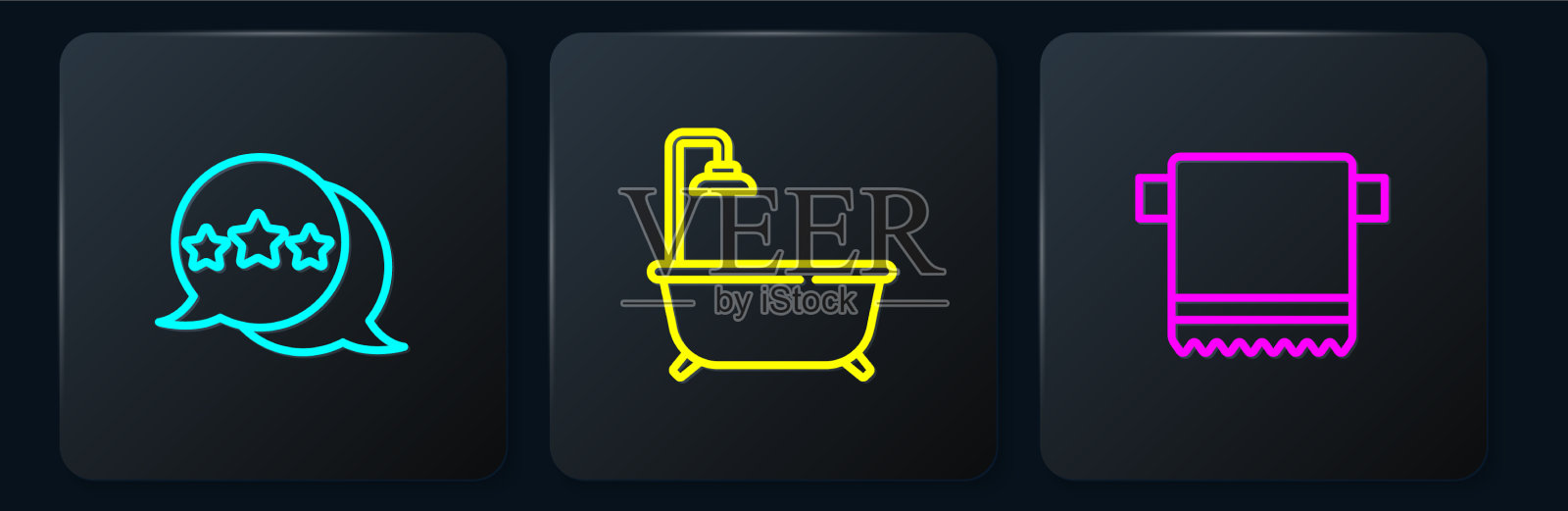 将五星评分的毛巾挂在衣架上图标素材