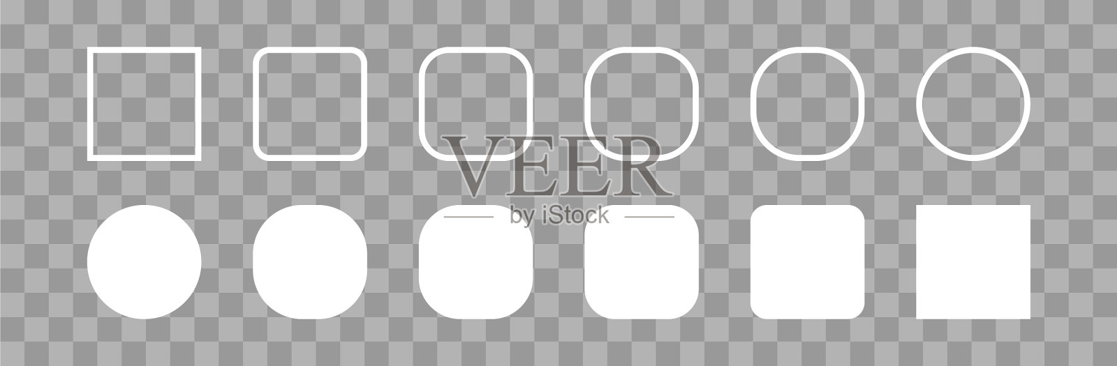 方形和圆形设置白色图标形状基本为空图标素材