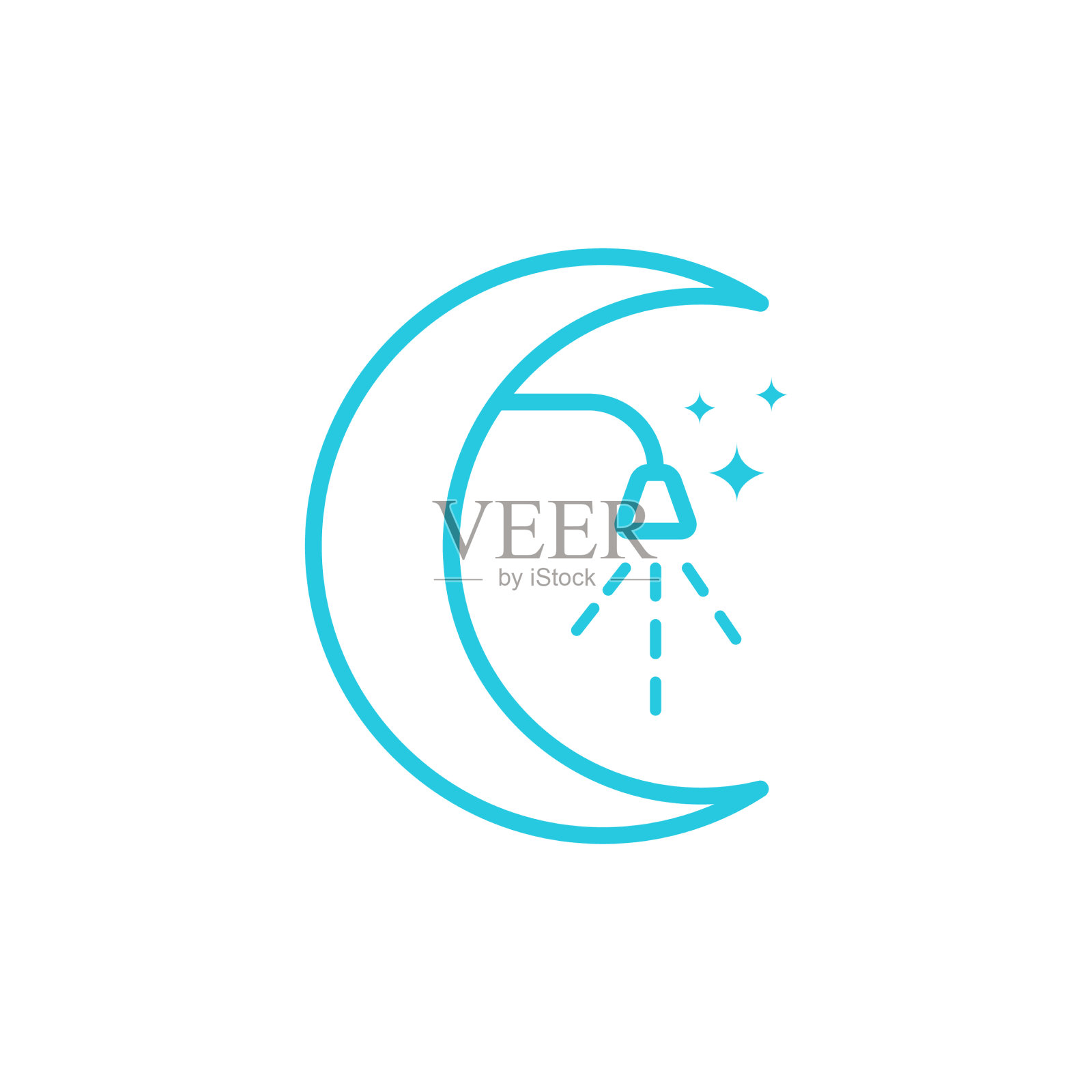 淋浴浴室与新月标志设计图形设计元素图片