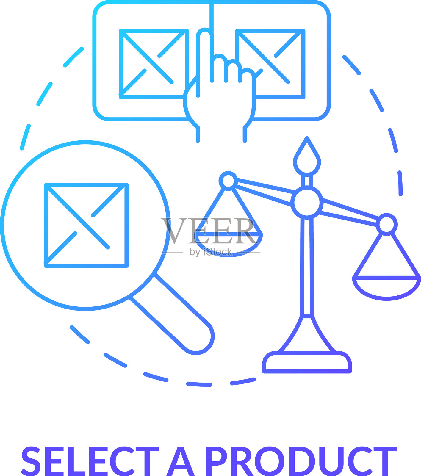 选择产品蓝色渐变概念图标插画图片素材