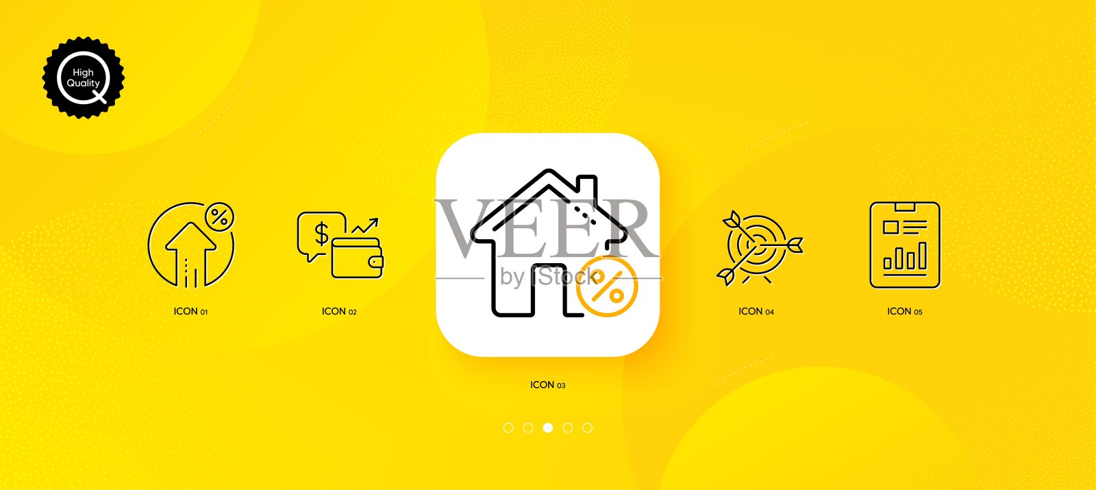 报告文档,贷款百分比和钱包最小行图标。对于web应用程序,打印。向量图标素材