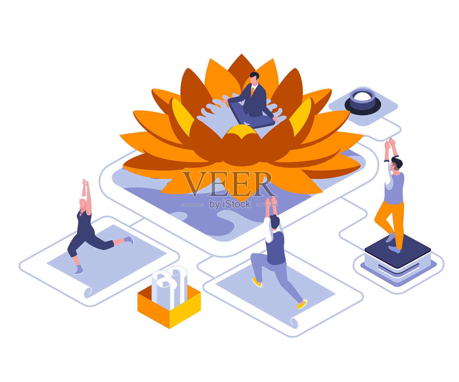 瑜伽对身体等距着陆页的好处设计元素图片