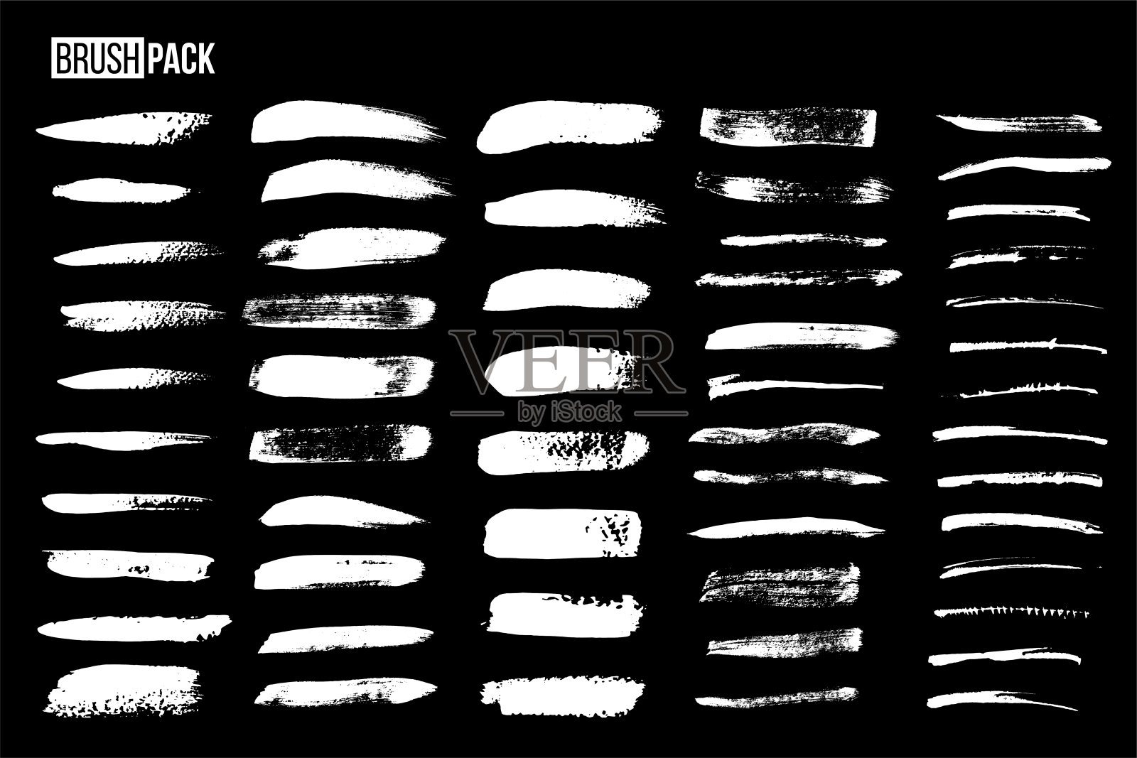 垃圾白色油漆笔触设置,不同纹理的抽象笔触插画图片素材