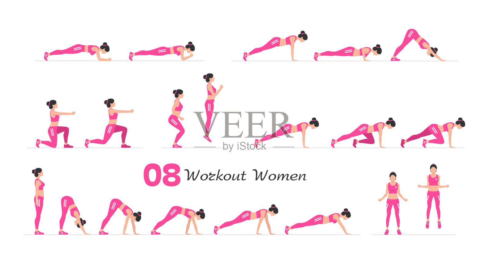 妇女运动组插画图片素材