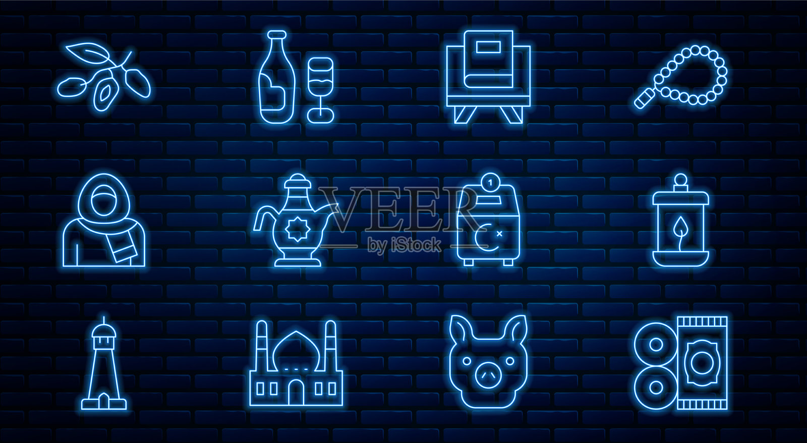 固定线传统地毯斋月卡里姆图标素材
