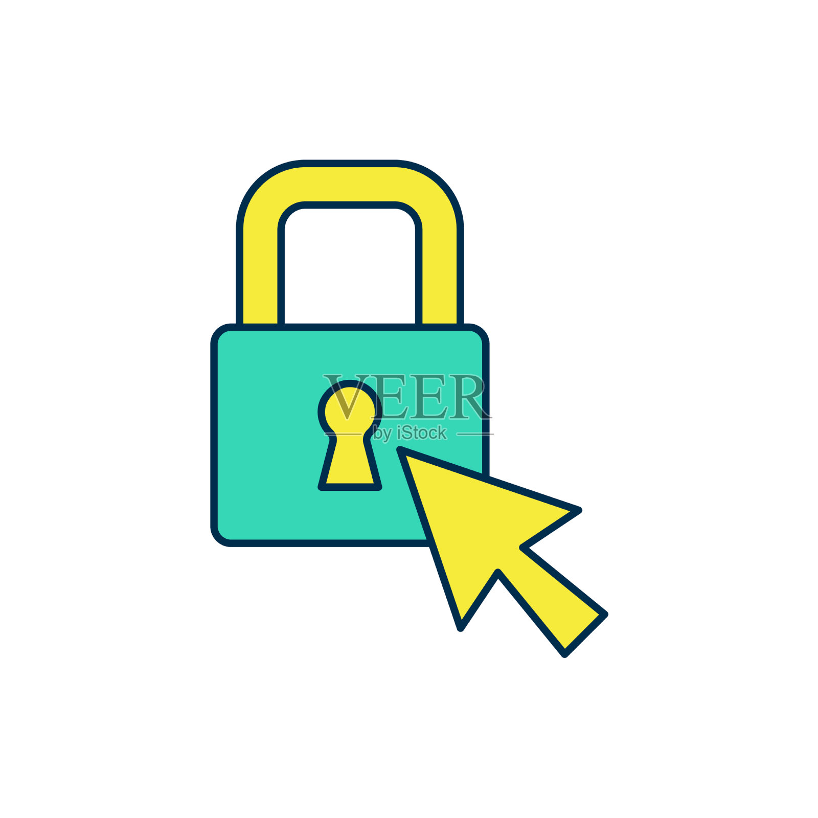 填充轮廓锁图标孤立在白色插画图片素材