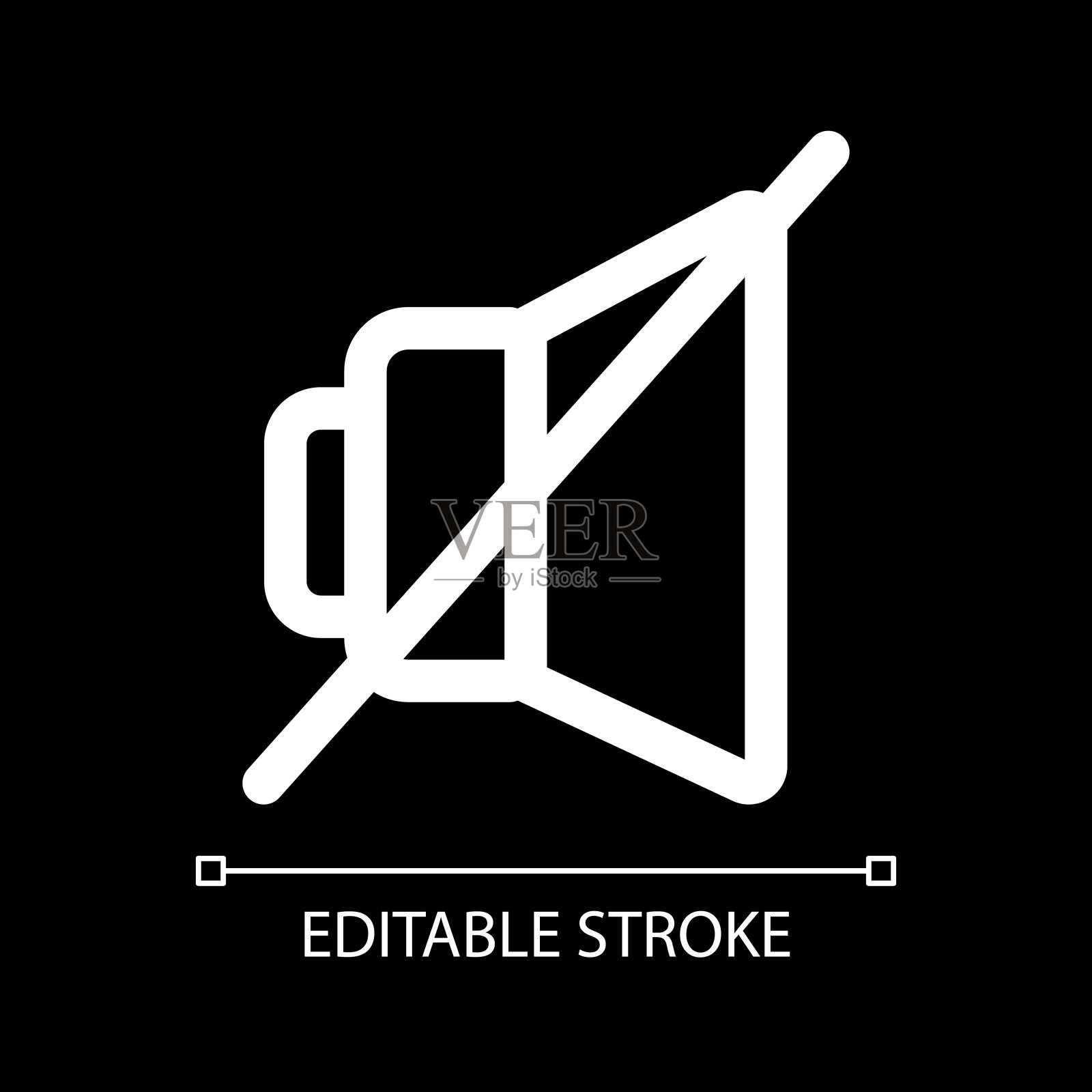 黑色主题静音白色线性ui图标插画图片素材