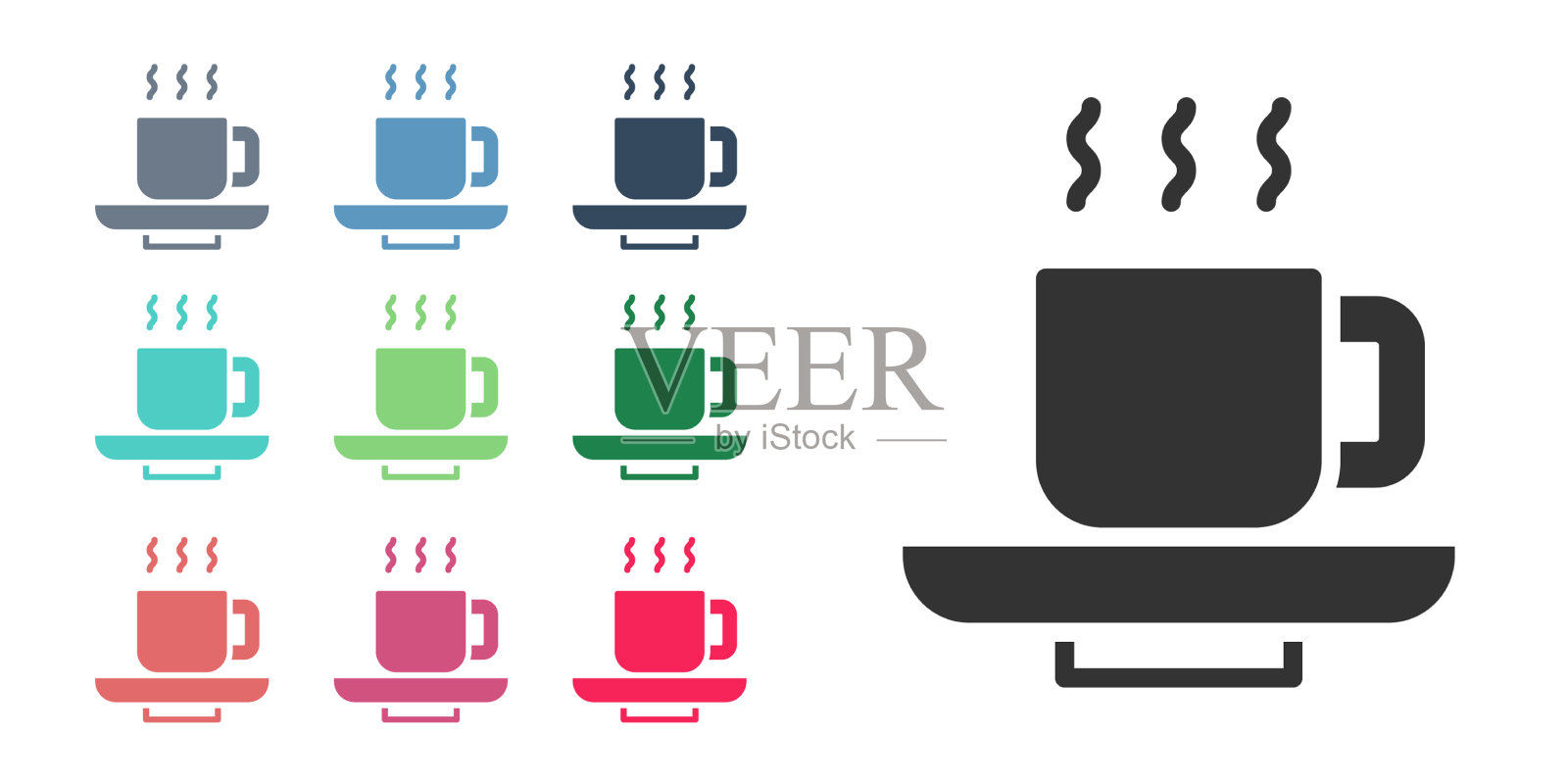 黑色咖啡杯图标孤立在白色背景图标素材