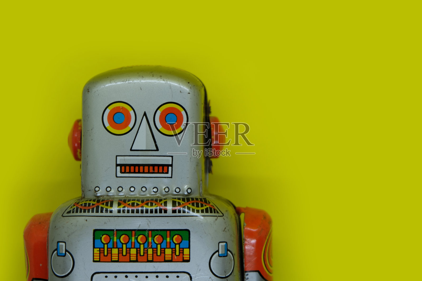 日本制造的锡玩具机器人复古复古近距离原子时代收藏宇航员飞行员照片摄影图片