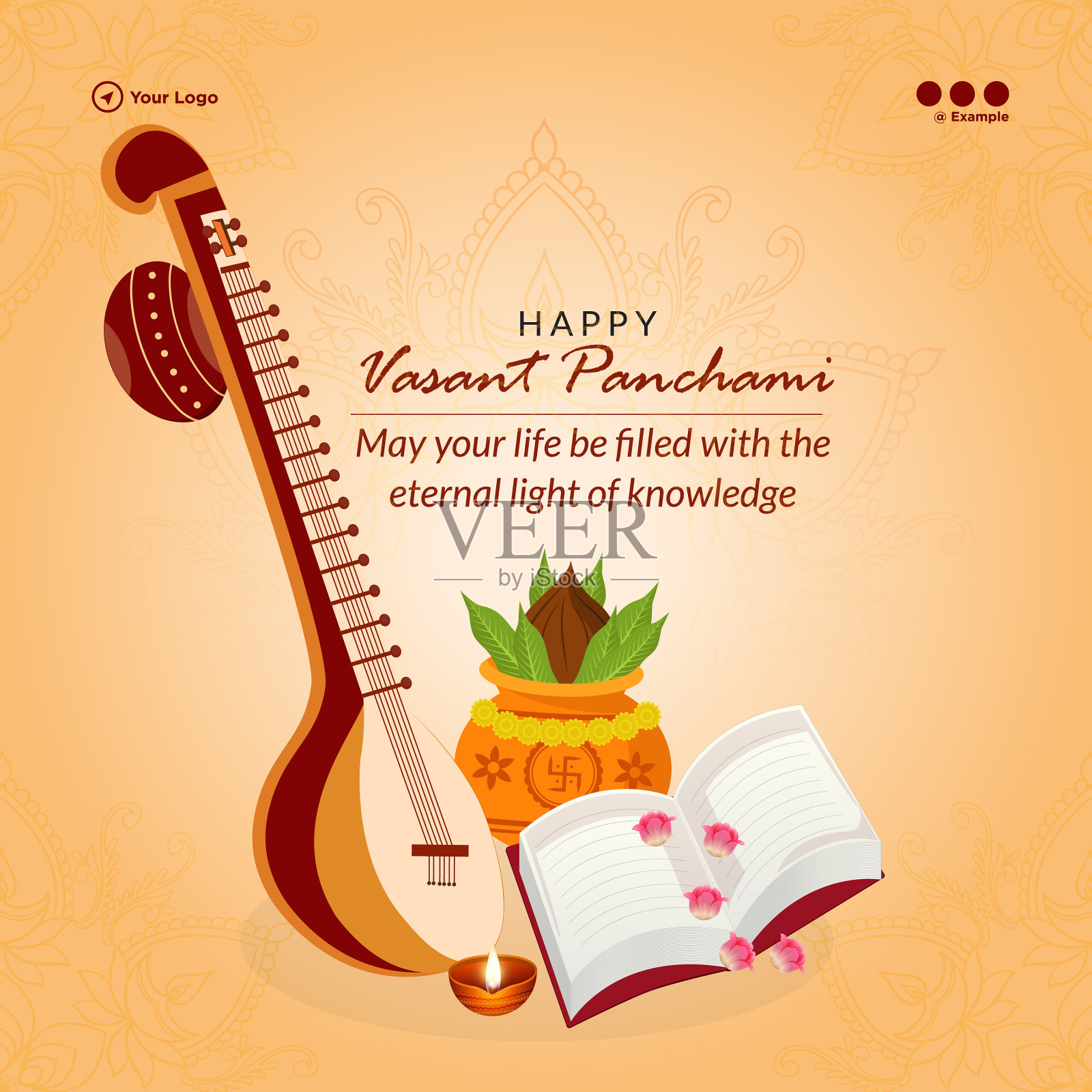 横幅设计的快乐vasant panchami插画图片素材