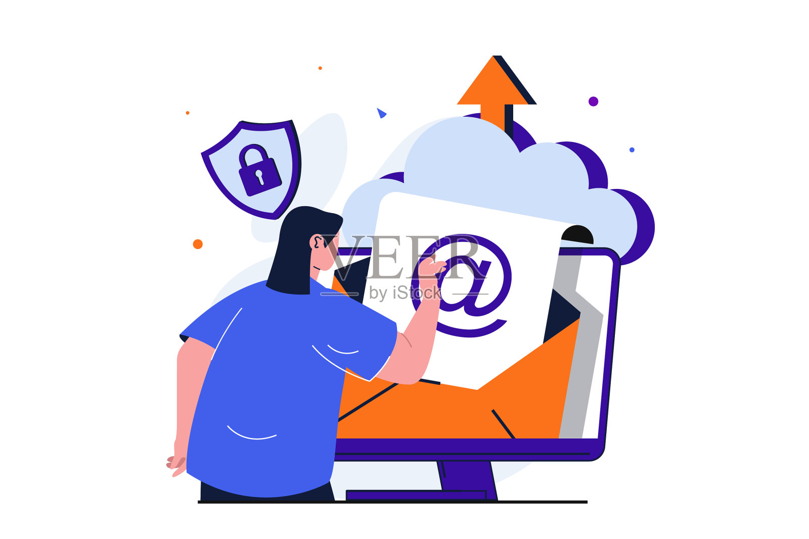 云计算是网页横幅的现代平面概念设计元素图片