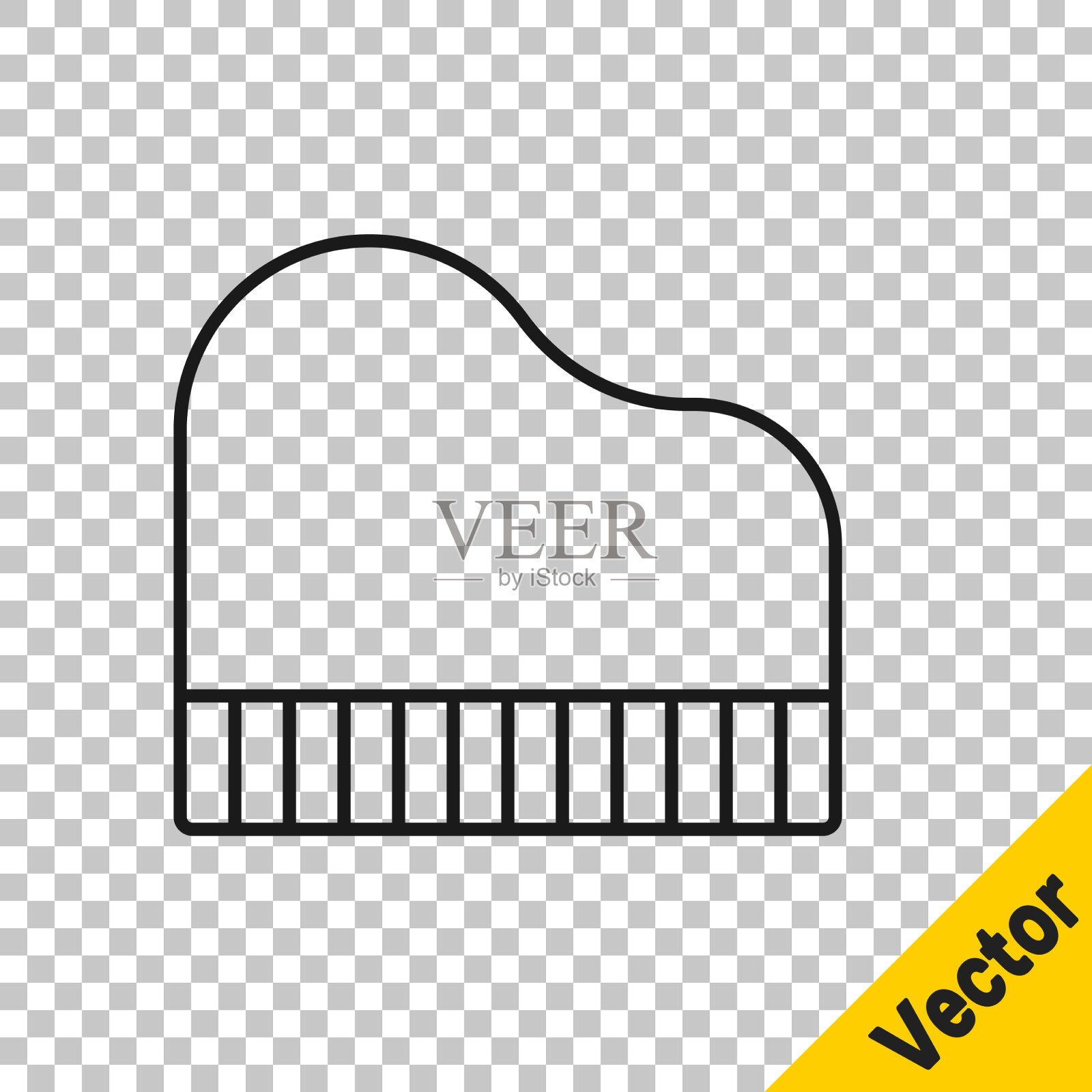 黑线三角钢琴图标孤立上插画图片素材