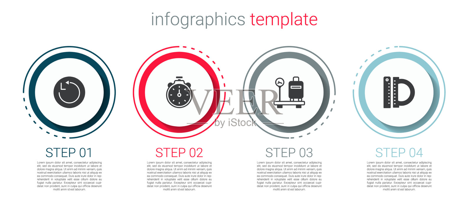 与旅行箱设定半径秒表刻度插画图片素材