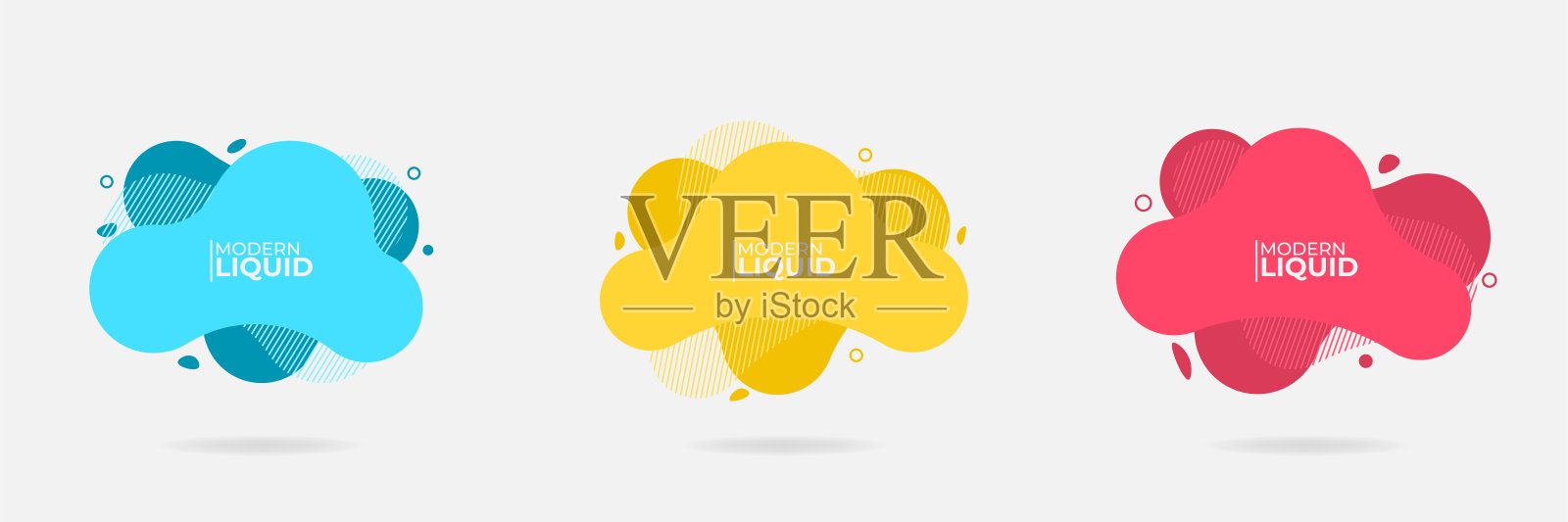 集现代抽象液体形状元素向量旗帜。平面设计几何蓝色,黄色,红色模板。可用于网页和印刷设计。每股收益10插画图片素材