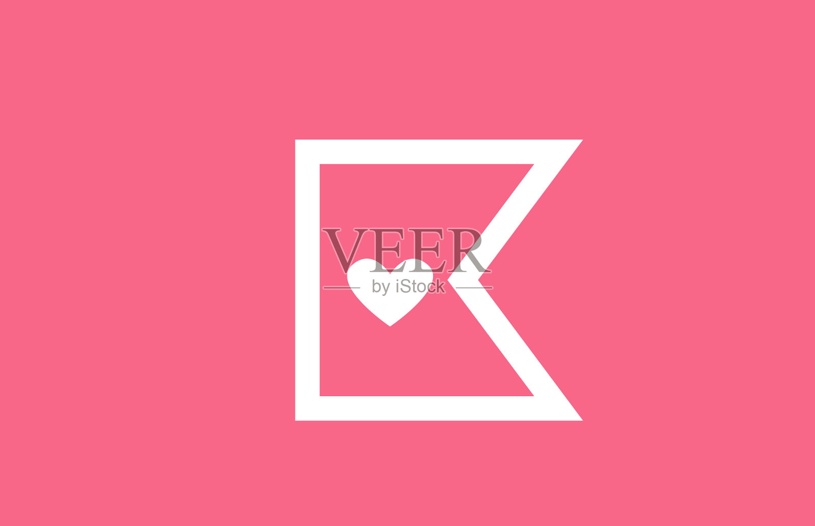 K爱心字母logo图标用粉色插画图片素材